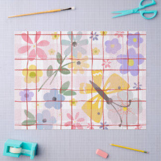 Papier Mousseline Moderne illustration botanique féminine et colorée