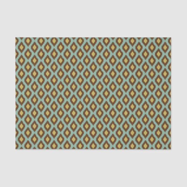 Papier Mousseline Moderne jaune bleu d'ikat tribal moderne (Recto)