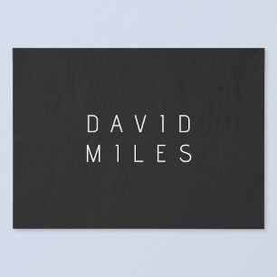 Papier Mousseline Moderne Minimaliste Modifiable Nom   Noir & Blanc