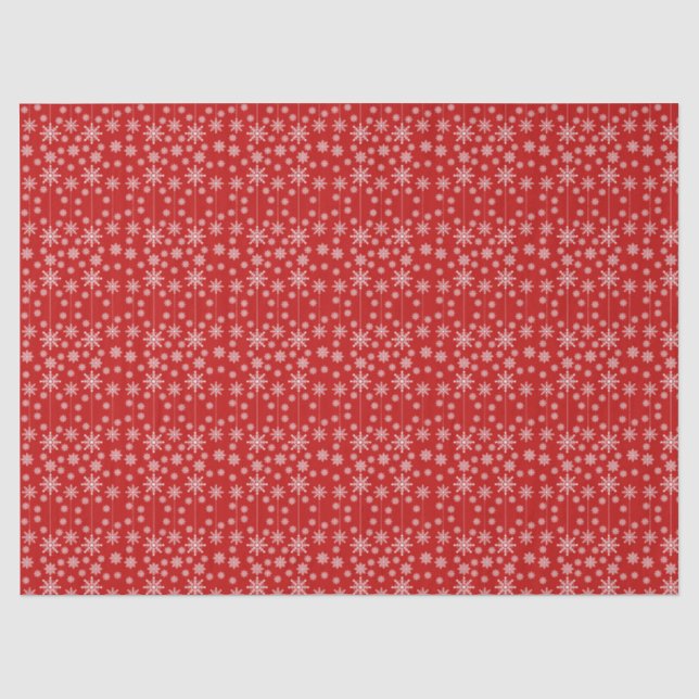 Papier Mousseline Moderne Noël flocon de neige rouge et blanc (Recto)