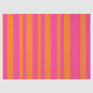 Papier Mousseline Moderne Rayure Large de Cabane Rose Chaud et Orang