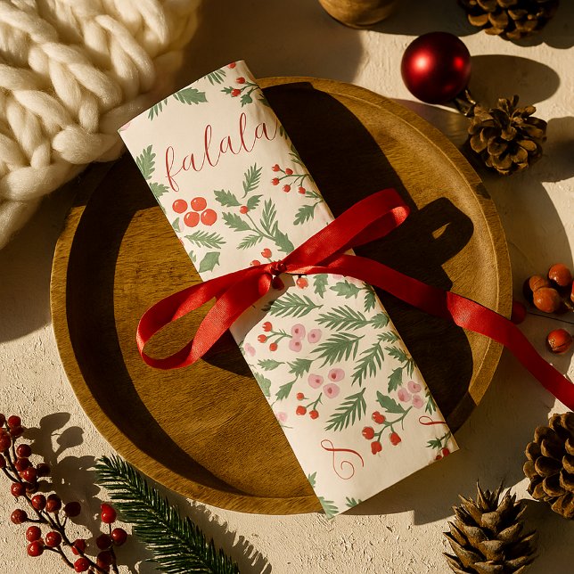 Papier Mousseline Moderne Rouge & Vert Noël Floral Pattern Falala (Créateur téléchargé)