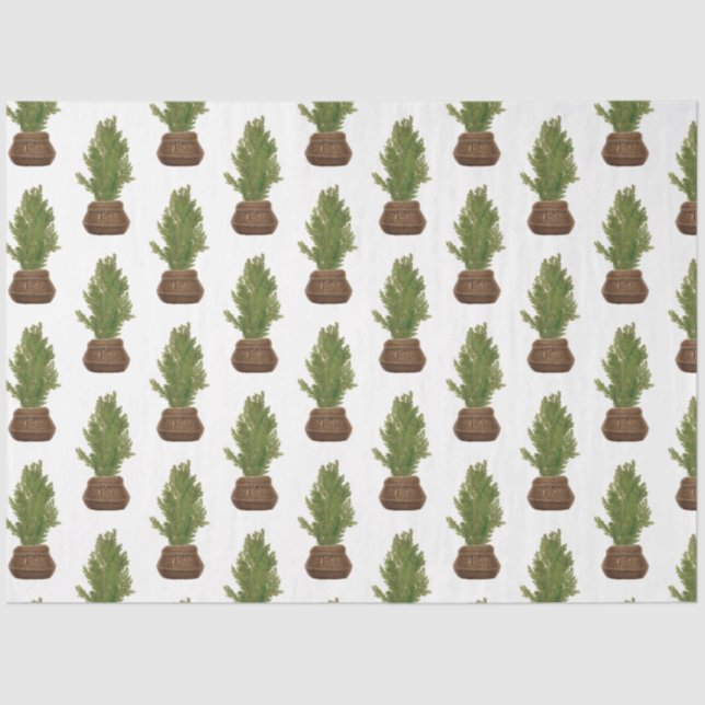 Papier Mousseline Moderne Russe Aquarelle Noël Arbre de Noël (Recto)