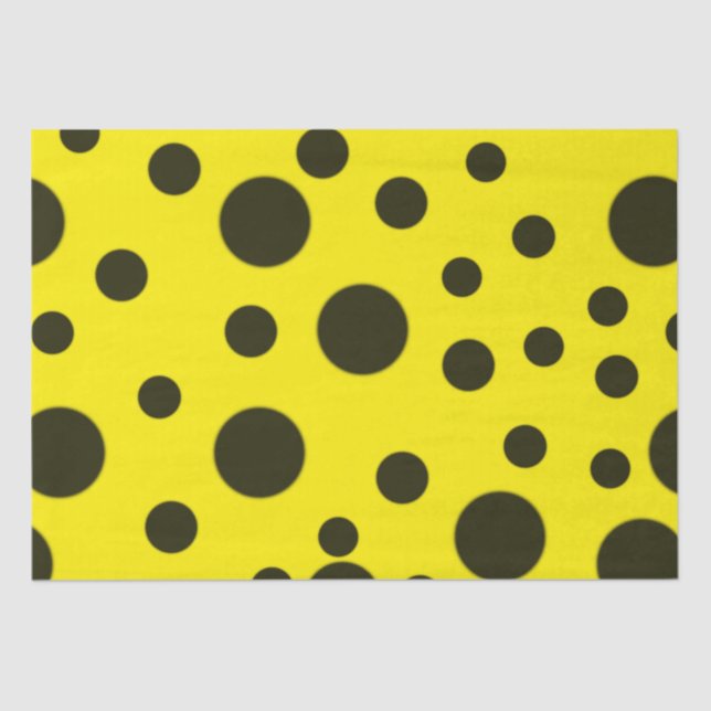 Papier Mousseline Moderne Simple Noir pois motif jaune point (Recto)