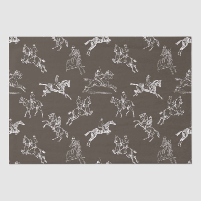 Papier Mousseline Moderne Style Taupe Blanc Horseback Toile (Recto)