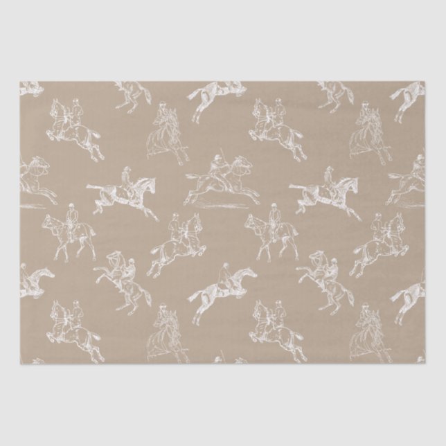 Papier Mousseline Moderne Style Taupe Blanc Horseback Toile (Recto)