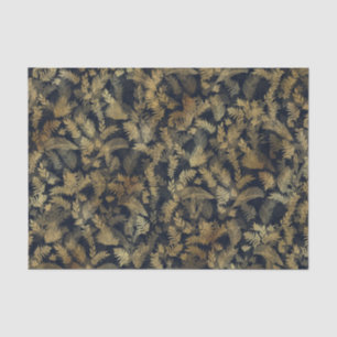 Papier Mousseline Moderne Tropical Gold Foliage Motif bleu