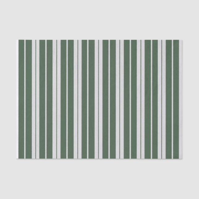 Papier Mousseline Moderne Vert Blanc Rayé (Recto)