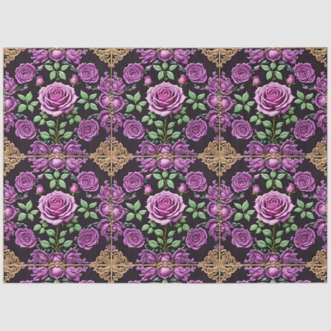 Papier Mousseline Moderne violet Rose belle collection (Recto)