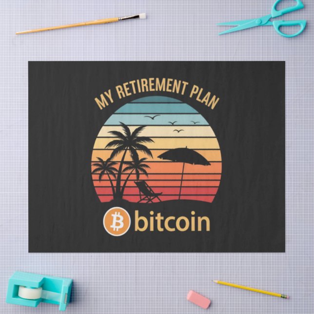 Papier Mousseline Mon Plan de Retraite Bitcoin Plage Coucher de sole (Artisanat)