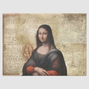 Papier Mousseline Mona Lisa avec da Vinci Notes Papier Tissu