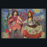 Papier Mousseline Mona Lisa Romantic Funny Art coloré<br><div class="desc">Cette merveilleuse invitation prend des éléments de la Mona Lisa et de Van Gogh's Starry nuit pour faire un thème mariage exceptionnellement unique et fantasque stationnaire pour une invitation, merci, numéro de table, et plus encore! Mona Lisa - Cette image présente la Mona Lisa avec son homme, dansant dans la...</div>