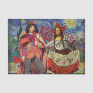 Papier Mousseline Mona Lisa Romantique Drôle Coloré Travail d'art
