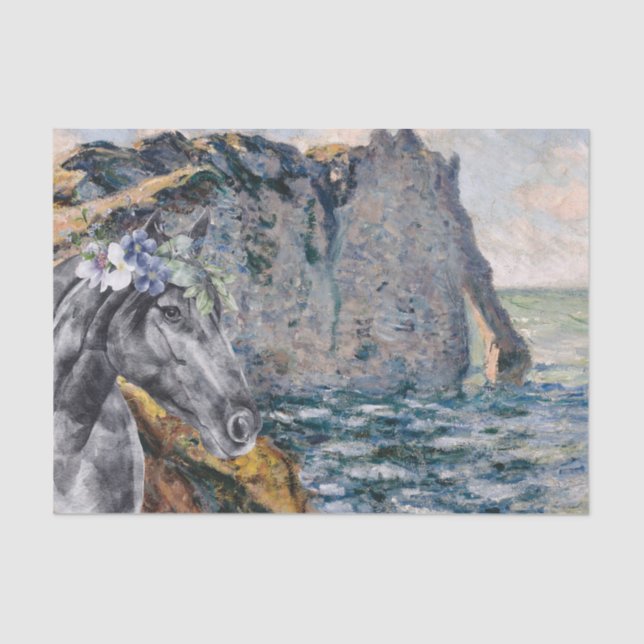 Papier Mousseline Monet Cliff d'Aval & Black Horse (Recto)