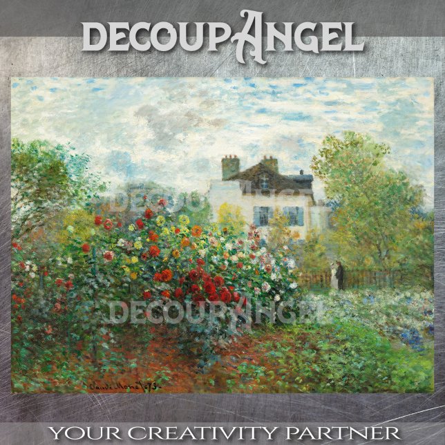 Papier Mousseline Monet - Un coin du jardin avec Dahlias Decoupa (Créateur téléchargé)