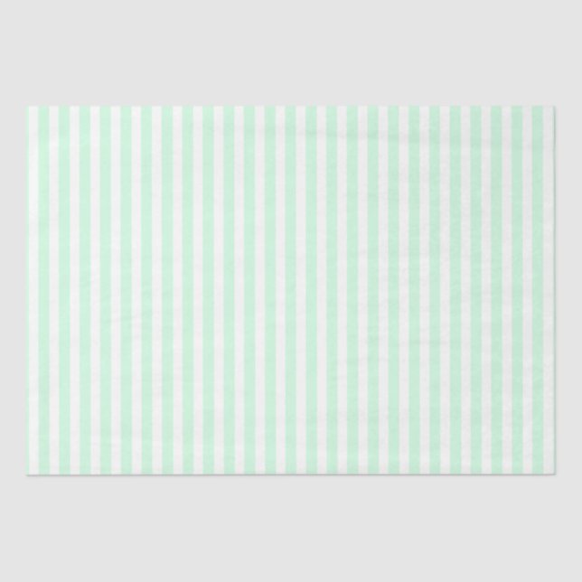 Papier Mousseline Monnaie d'été Pale Green Mint & White Stripe (Recto)