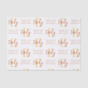 Papier Mousseline Monogram Terracotta Motif Bridesmaid Merci Tiss