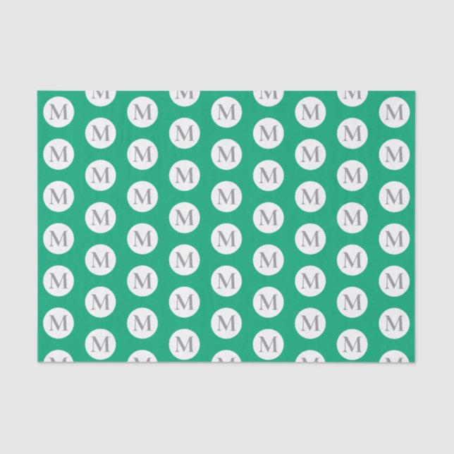 Papier Mousseline Monogramme à points verts Fourre-tout (Recto)
