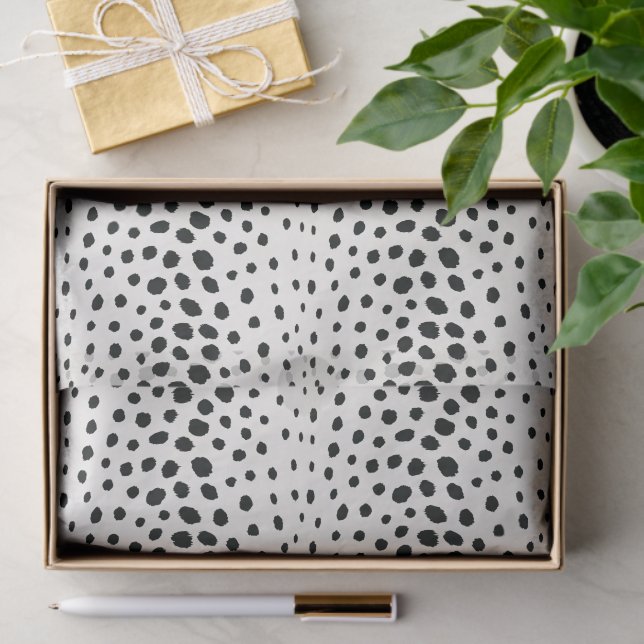 Papier Mousseline Monogramme blanc noir chic de motif d'impression (Cadeau)