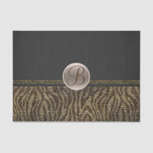 Papier Mousseline Monogramme Brown or Zebra Sparkle Glam initial