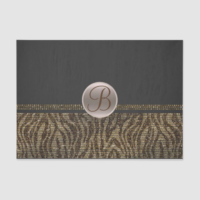 Papier Mousseline Monogramme Brown or Zebra Sparkle Glam initial (Recto)