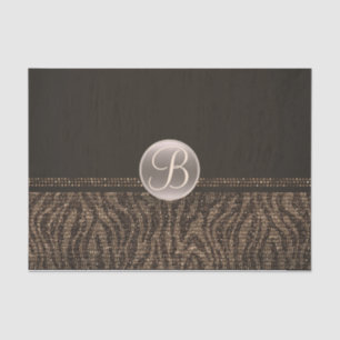 Papier Mousseline Monogramme Brown or Zebra Sparkle Glam Initiale
