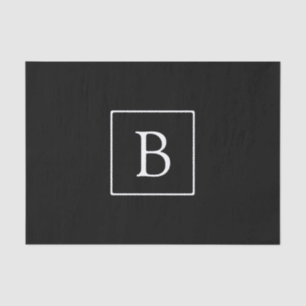 Papier Mousseline Monogramme classique simple   Texte noir et blanc