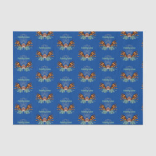 Papier Mousseline Monogramme coloré de poisson rouge