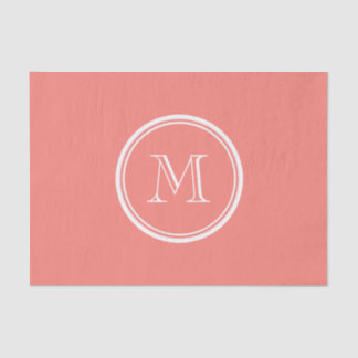 Papier Mousseline Monogramme Coral initial rose haut de gamme