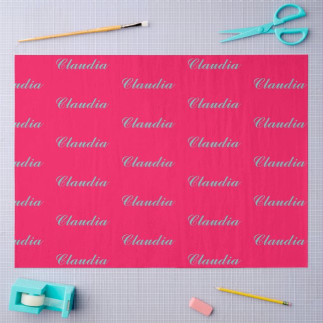 Papier Mousseline Monogramme de bloc de couleur sur fond rose fuchsi (Artisanat)