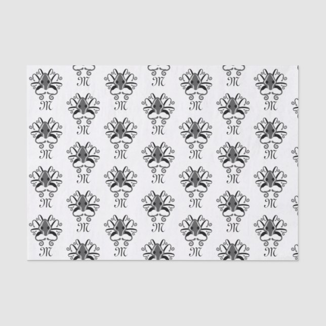 Papier Mousseline Monogramme de calmar gris (Recto)