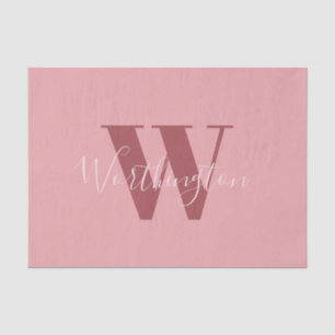 Papier Mousseline Monogramme de fille et nom rose roux