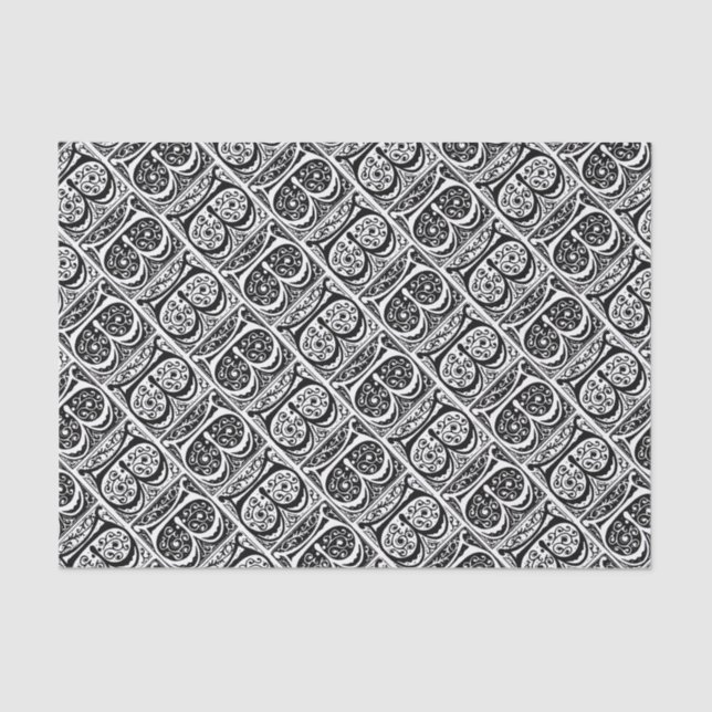 Papier Mousseline Monogramme de la lettre lumineux par manuscrit (Recto)