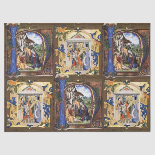 PAPIER MOUSSELINE MONOGRAMME DE LA NATIVITÉ ANTIQUE PARCHEMENT DE NO (Recto)