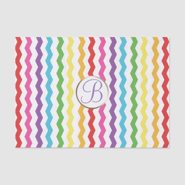 Papier Mousseline Monogramme de lettre initiale en impression chevro (Recto)