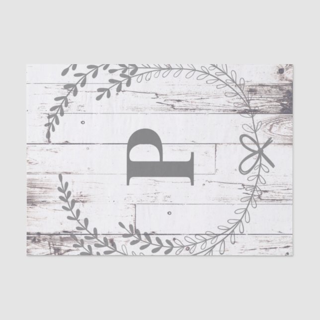 Papier Mousseline Monogramme de mariage Rustique Maison de ferme en  (Recto)