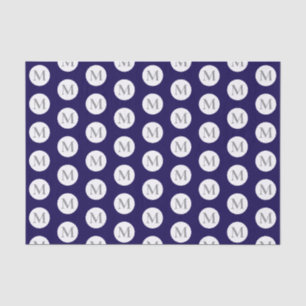 Papier Mousseline Monogramme de point Polka bleu marine