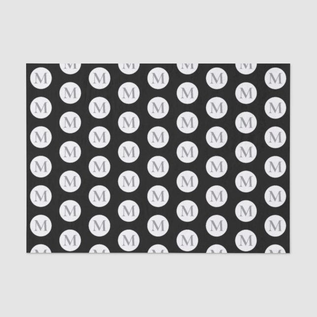 Papier Mousseline Monogramme de point Polka Noir (Recto)
