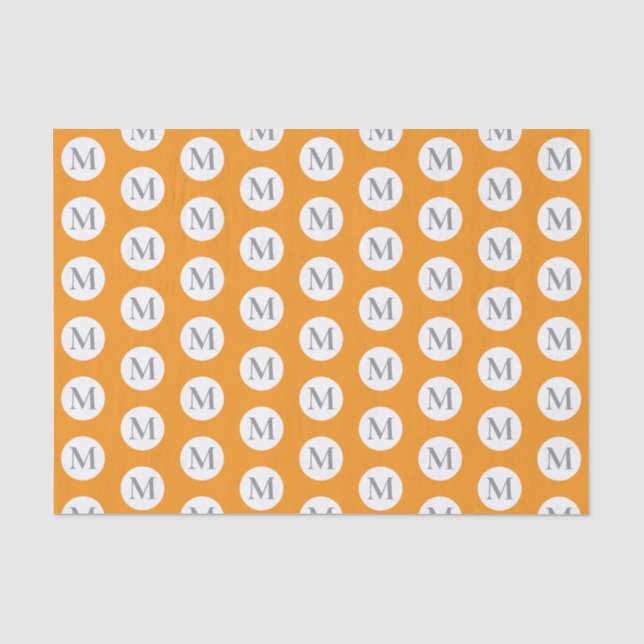 Papier Mousseline Monogramme de point Polka orange (Recto)