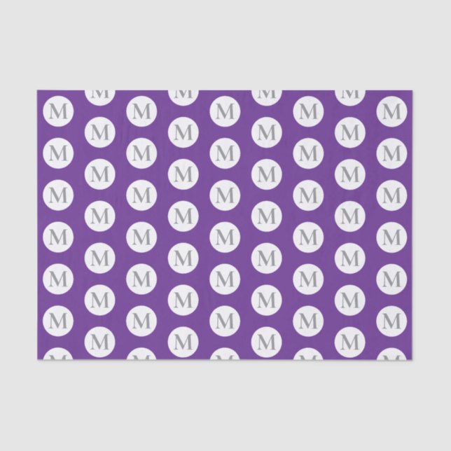 Papier Mousseline Monogramme de point Polka violet (Recto)