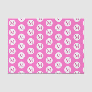 Papier Mousseline Monogramme de point rose Polka