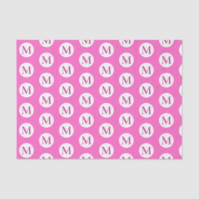 Papier Mousseline Monogramme de point rose Polka (Recto)