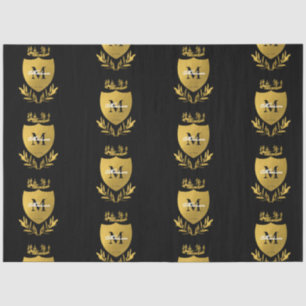 Papier Mousseline Monogramme du bouclier royal noir et or