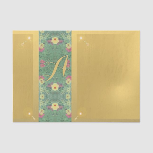 Papier Mousseline Monogramme en laiton floral (Recto)