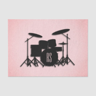 Papier Mousseline Monogramme Ensemble de musique Design rose