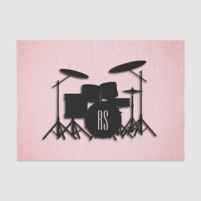 Papier Mousseline Monogramme Ensemble de musique Design rose (Recto)