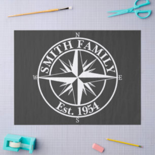 Papier Mousseline Monogramme étoile boussole emblème personnalisable