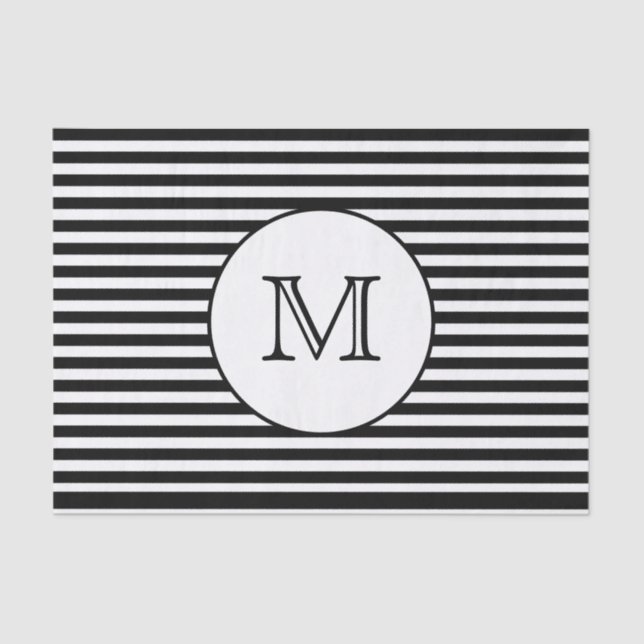 Papier Mousseline Monogramme Grandes noires et blanches (Recto)