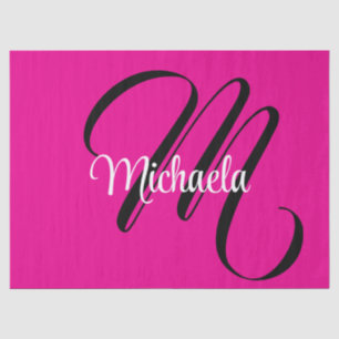 Papier Mousseline Monogramme initial minimaliste moderne nom rose ch