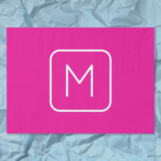 Papier Mousseline Monogramme Initial Simple & Moderne | Rose & Blanc (Créateur téléchargé)